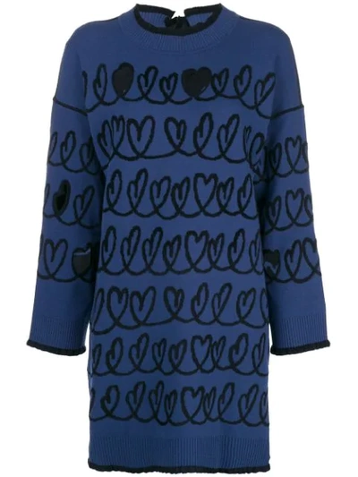 Fendi Maxi Knit Wool Blend Sweater In Blue