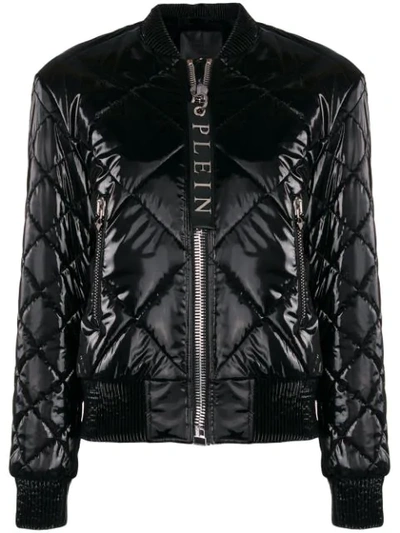 Philipp Plein Quilted Bomber Jacket In Black