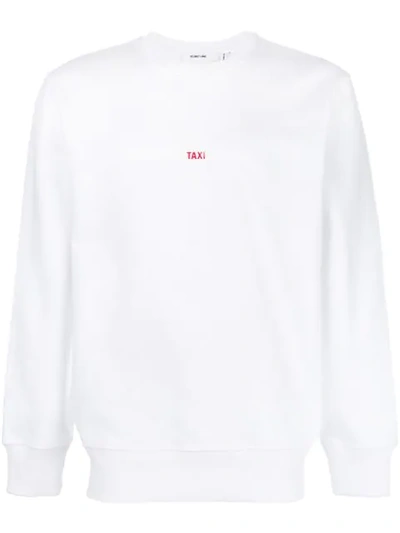 Helmut Lang Crewneck Sweatshirt With Taxi Print In White