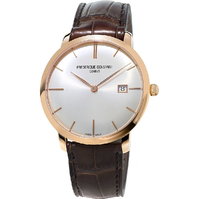 Frederique Constant Fc-306v4s4 Slimline Gold-plated Stainless Steel And Leather Watch