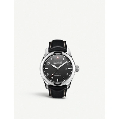 Bremont Solo-pb Stainless Steel And Calf Skin Leather Watch In Black
