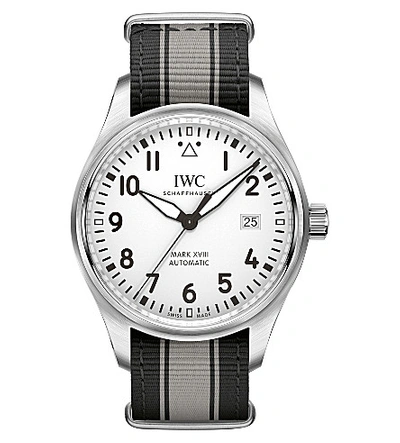 Iwc Schaffhausen Pilot's Mark Xviii Stainless Steel Watch In Silver/black
