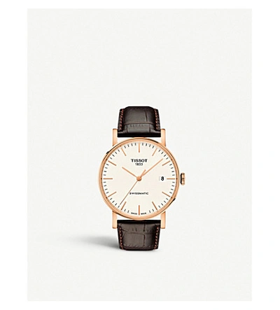Tissot T109.407.36.031.00 Rose Gold-plated Stainless Steel And Leather Watch In Gold/brown