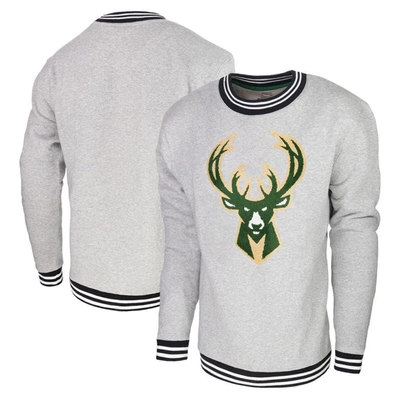 Stadium Essentials Heather Gray Milwaukee Bucks Club Level Pullover Sweatshirt