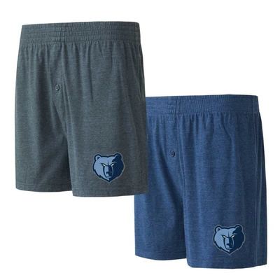 Concepts Sport Navy/charcoal Memphis Grizzlies Two-pack Jersey-knit Boxer Set