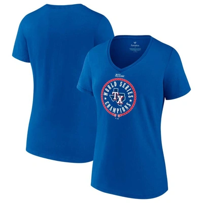 Fanatics Branded Royal Texas Rangers 2023 World Series Champions Stealing Home V-neck T-shirt