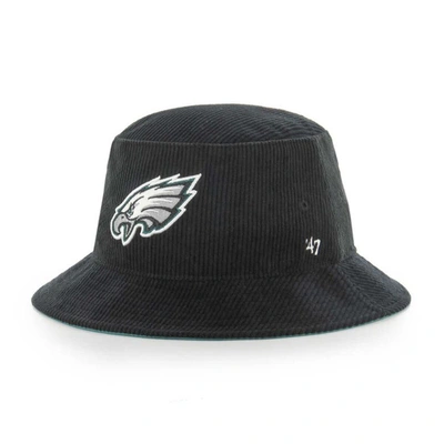 47 ' Black Philadelphia Eagles Thick Cord Bucket Hat