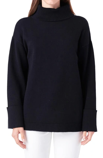English Factory Oversize Turtleneck Sweater In Black