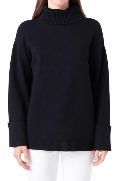 English Factory Oversize Turtleneck Jumper In Black