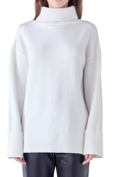 English Factory Oversize Turtleneck Sweater In Ivory