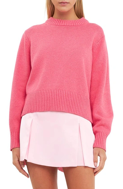 English Factory Crewneck Cotton Blend Sweater In Pink