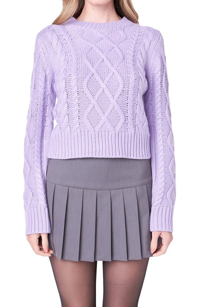 English Factory Crop Cable Stitch Jumper In Lilac