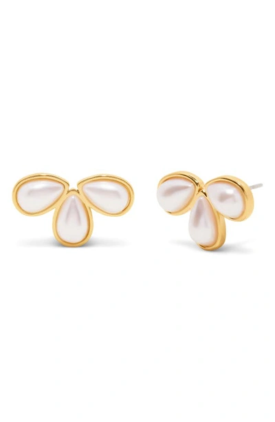 Brook & York Sandy Imitation Pearl Stud Earrings In Gold