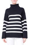 English Factory Stripe Turtleneck Sweater In Black,white