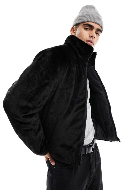 Asos Design Faux Fur Jacket In Black