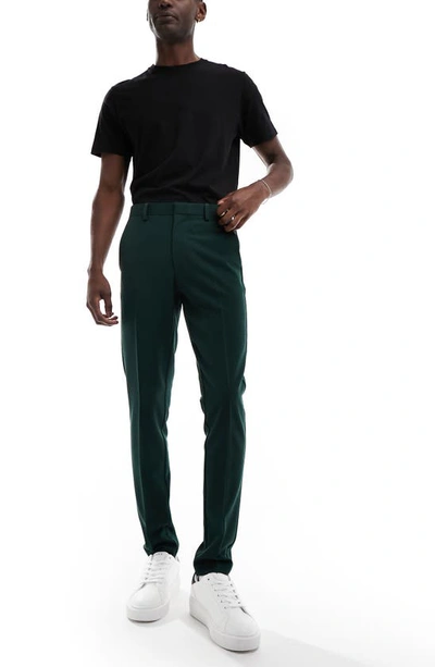 Asos Design Smart Skinny Trousers In Dark Green