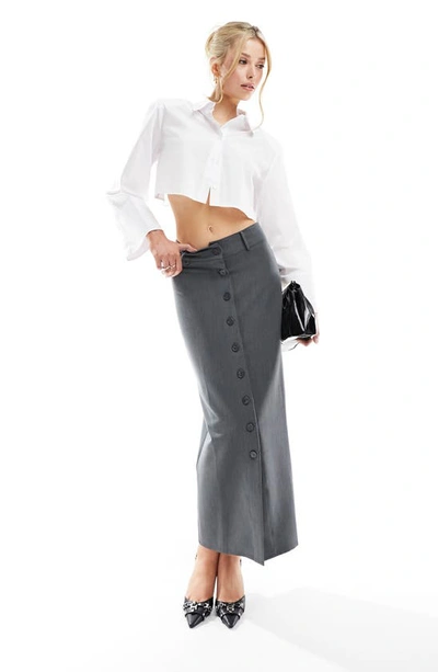 Asos Design Maxi Pencil Skirt In Charcoal