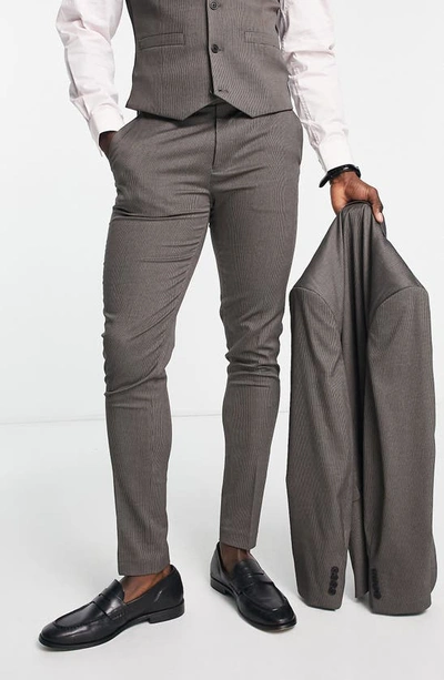 Asos Design Skinny Suit Pants In Brown