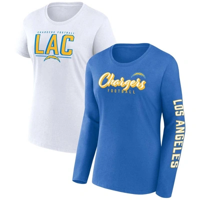 Fanatics Branded Powder Blue/white Los Angeles Chargers Two-pack Combo Cheerleader T-shirt Set