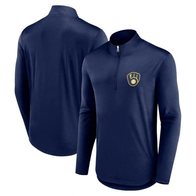 Fanatics Branded Navy Milwaukee Brewers Quarterback Quarter-zip Top