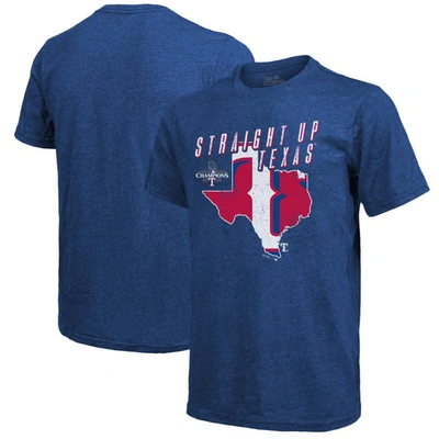 Majestic Threads Royal Texas Rangers 2023 World Series Champions Local State Of Mind Tri-blend T-shi