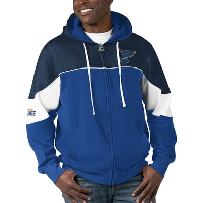 Starter Men's  Blue, Navy St. Louis Blues Power Forward Full-zip Hoodie In Blue,navy