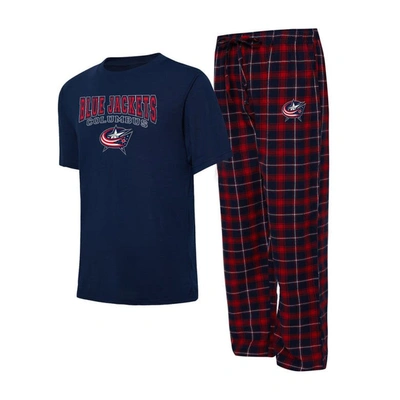 Concepts Sport Navy/red Columbus Blue Jackets Arctic T-shirt & Pajama Pants Sleep Set