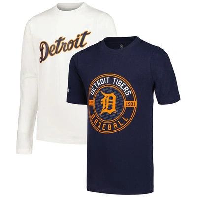 Stitches Kids' Big Boys  Navy, White Detroit Tigers T-shirt Combo Set In Navy,white