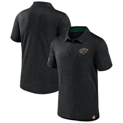 Fanatics Branded  Black Minnesota Wild Authentic Pro Jacquard Polo