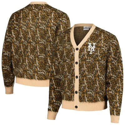 Pleasures Brown New York Mets Cheetah Cardigan Button-up Sweater