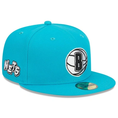 New Era Men's  Teal Brooklyn Nets 2023/24 City Edition Alternate 59fifty Fitted Hat In White/teal