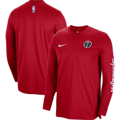 Nike Men's And Women's  Red Washington Wizards 2023/24 Authentic Pregame Long Sleeve Shooting T-shirt