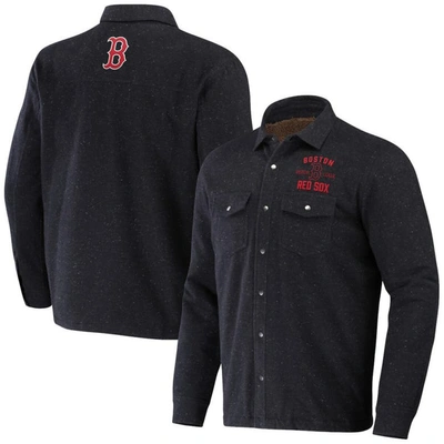 Darius Rucker Collection By Fanatics Black Boston Red Sox Ringstop Full-snap Shacket In Charcoal