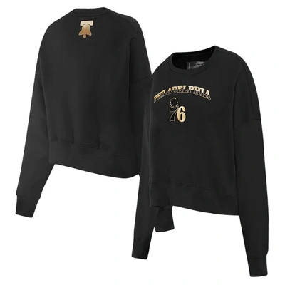 Pro Standard Black Philadelphia 76ers Glam Cropped Pullover Sweatshirt