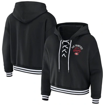 Wear By Erin Andrews Black San Francisco 49ers Lace-up Pullover Hoodie