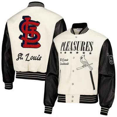Pleasures White St. Louis Cardinals Full-snap Varsity Jacket
