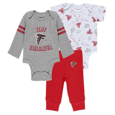 Wear By Erin Andrews Babies' Newborn & Infant  Gray/red/white Atlanta Falcons Three-piece Turn Me Around Body In Gray,red