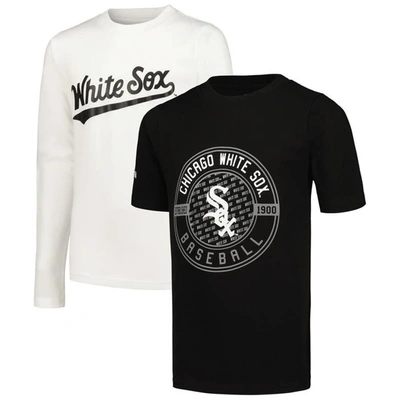 Stitches Kids' Big Boys  Black, White Chicago White Sox T-shirt Combo Set In Black,white