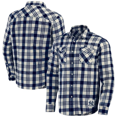 Darius Rucker Collection By Fanatics Navy New York Yankees Plaid Flannel Button-up Shirt