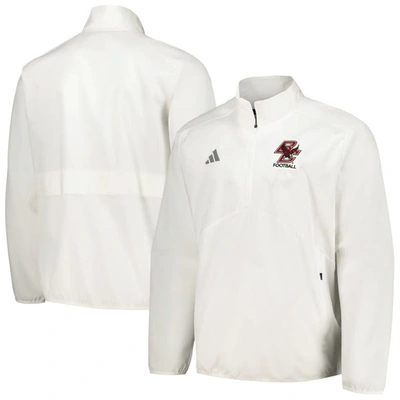 Adidas Originals Adidas White Boston College Eagles Sideline Aeroready Raglan Quarter-zip Jacket