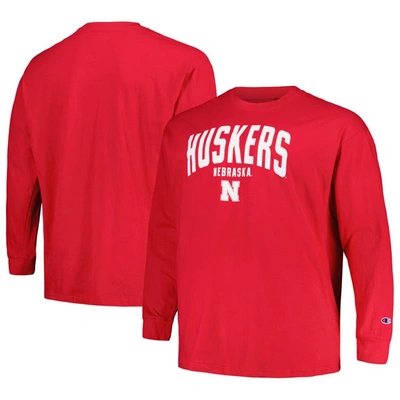 Champion Scarlet Nebraska Huskers Big & Tall Arch Long Sleeve T-shirt