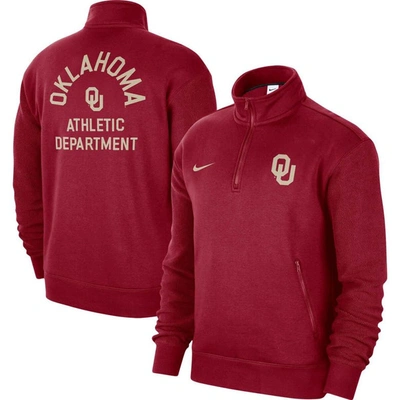 Nike Crimson Oklahoma Sooners Campus Athletic Department Quarter-zip Sweatshirt