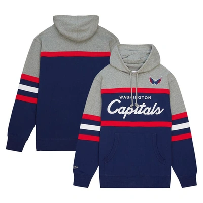 Mitchell & Ness Men's  Navy, Gray Washington Capitals Head Coach Pullover Hoodie In Navy,gray