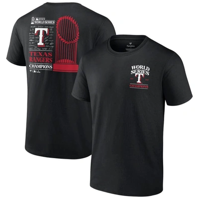 Fanatics Kids' Youth  Branded Black Texas Rangers 2023 World Series Champions Signature Roster T-shirt