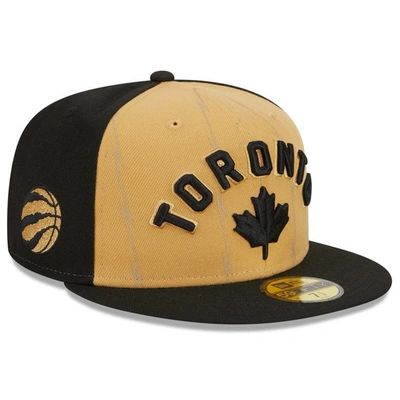 New Era Men's  Gold, Black Toronto Raptors 2023/24 City Edition 59fifty Fitted Hat In Gold,black
