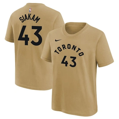 Nike Kids' Big Boys  Pascal Siakam Gold Toronto Raptors 2023/24 City Edition Name And Number T-shirt