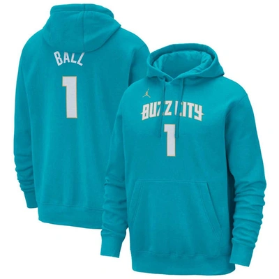 Jordan Brand Lamelo Ball Teal Charlotte Hornets 2023/24 City Edition Name & Number Pullover Hoodie