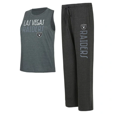 Concepts Sport Black/charcoal Las Vegas Raiders Muscle Tank Top & Pants Lounge Set