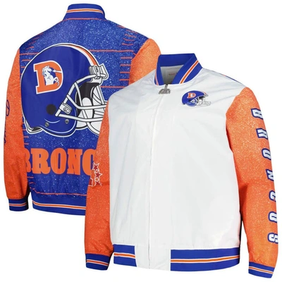 Mitchell & Ness Men's  White Distressed Denver Broncos Team Burst Warm-up Full-zip Jacket