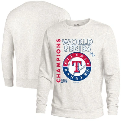 Majestic Threads White Texas Rangers 2023 World Series Champions Tri-blend Pullover Sweatshirt